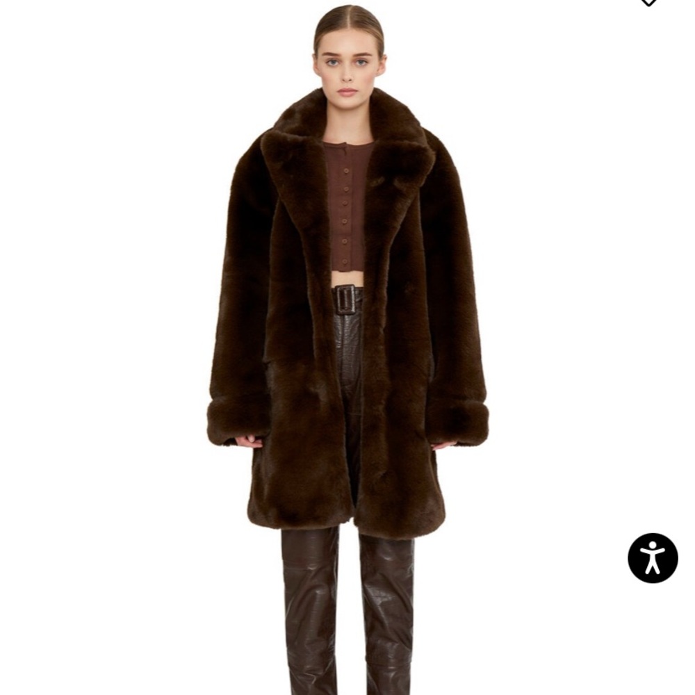 Danielle Guizio Faux fur teddy coat in dark brown